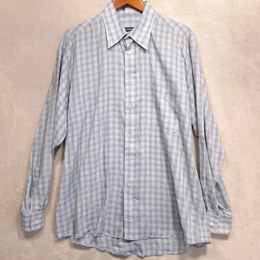 Gitman Bros Mens VTG LS Button Shirt Sz.L/Blue-Plaid/Single Needle/Oversized